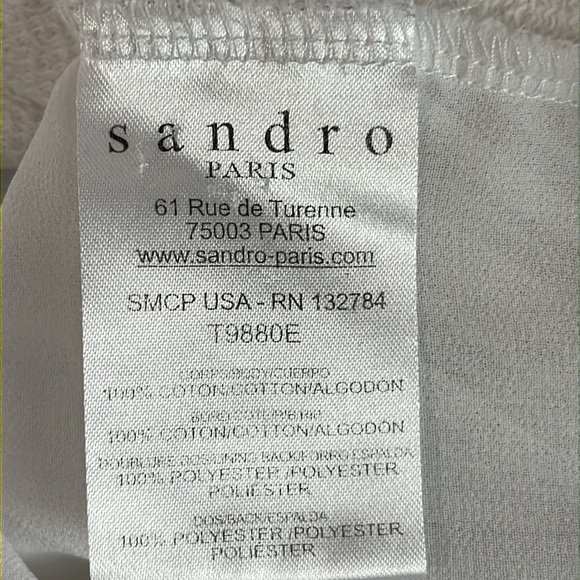 Sandro Cotton Terry Long Sleeve Top with sheer cross back White size L - Picture 11 of 13